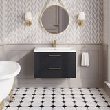 Modern Splash 800mm Soft Black 2 Drawer Wall Hung Vanity Unit With Mid-Edge Basin
