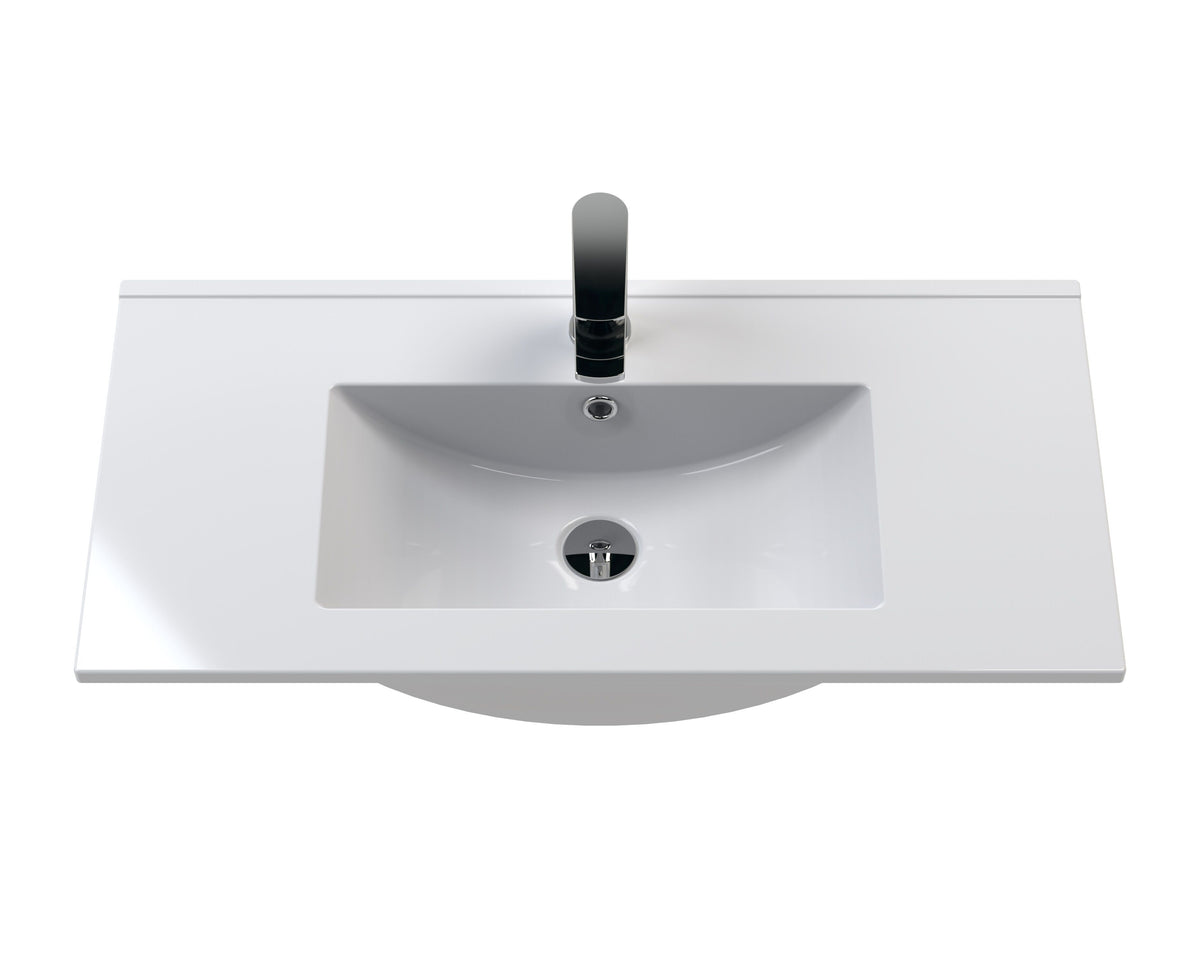 Modern Splash 800mm Soft Black 2 Drawer Wall Hung Vanity Unit With Minimalist Basin