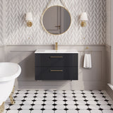 Modern Splash 800mm Soft Black 2 Drawer Wall Hung Vanity Unit With Minimalist Basin