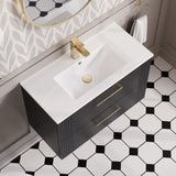 Modern Splash 800mm Soft Black 2 Drawer Wall Hung Vanity Unit With Minimalist Basin