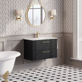 Modern Splash 800mm Soft Black 2 Drawer Wall Hung Vanity Unit With Minimalist Basin