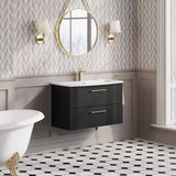 Modern Splash 800mm Soft Black 2 Drawer Wall Hung Vanity Unit With Curved Basin