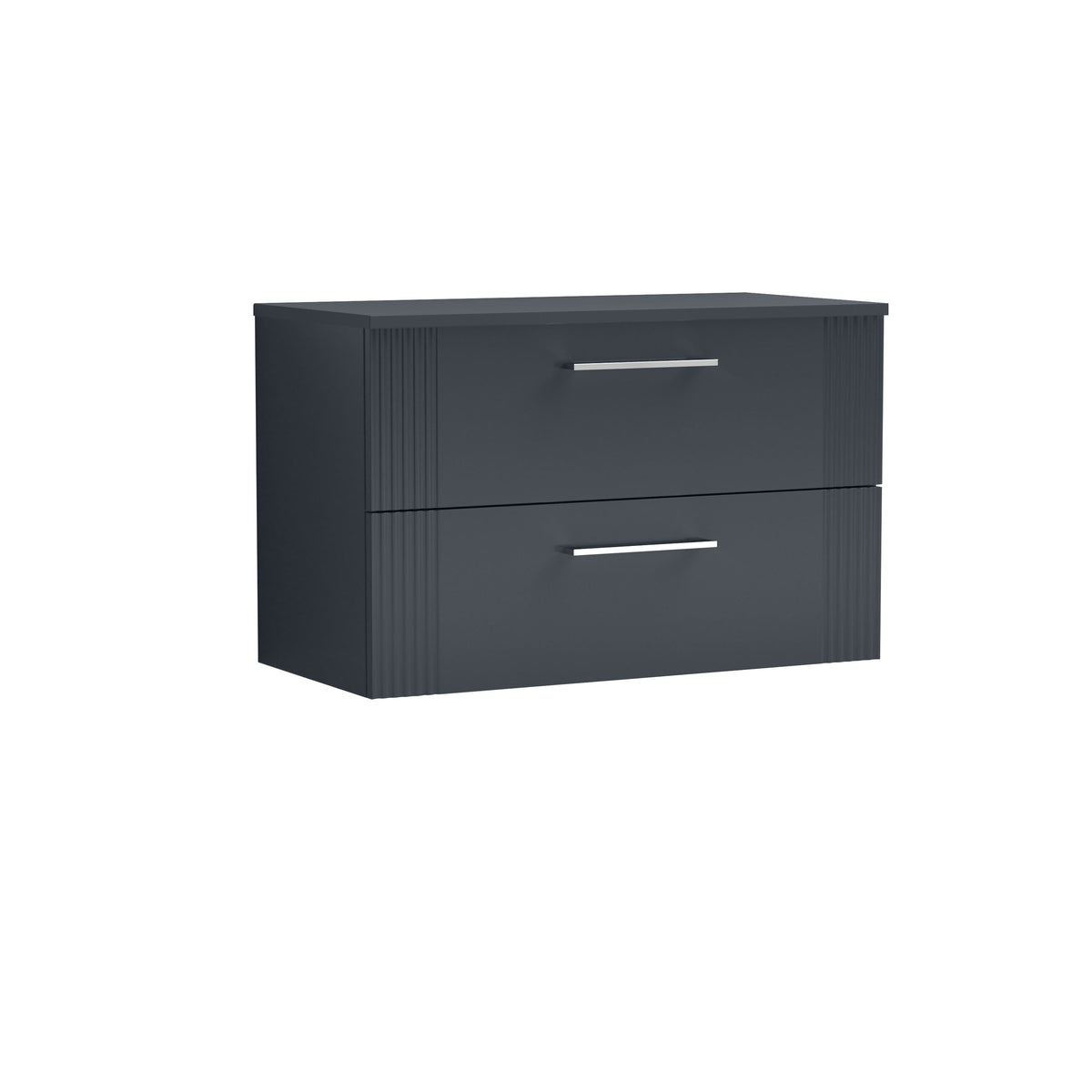 Modern Splash 800mm Soft Black 2 Drawer Wall Hung Vanity With Co-ordinating Worktop