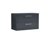 Modern Splash 800mm Soft Black 2 Drawer Wall Hung Vanity With Co-ordinating Worktop