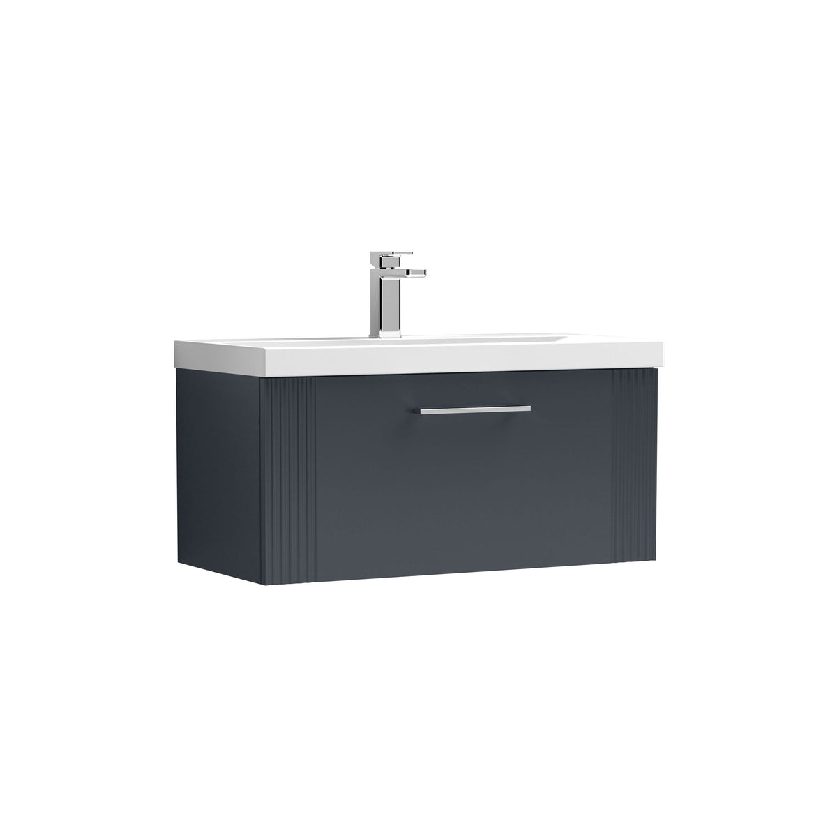 Modern Splash 800mm Soft Black 1 Drawer Wall Hung Vanity Unit With Mid-Edge Basin