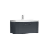 Modern Splash 800mm Soft Black 1 Drawer Wall Hung Vanity Unit With Mid-Edge Basin