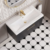 Modern Splash 800mm Soft Black 1 Drawer Wall Hung Vanity Unit With Mid-Edge Basin