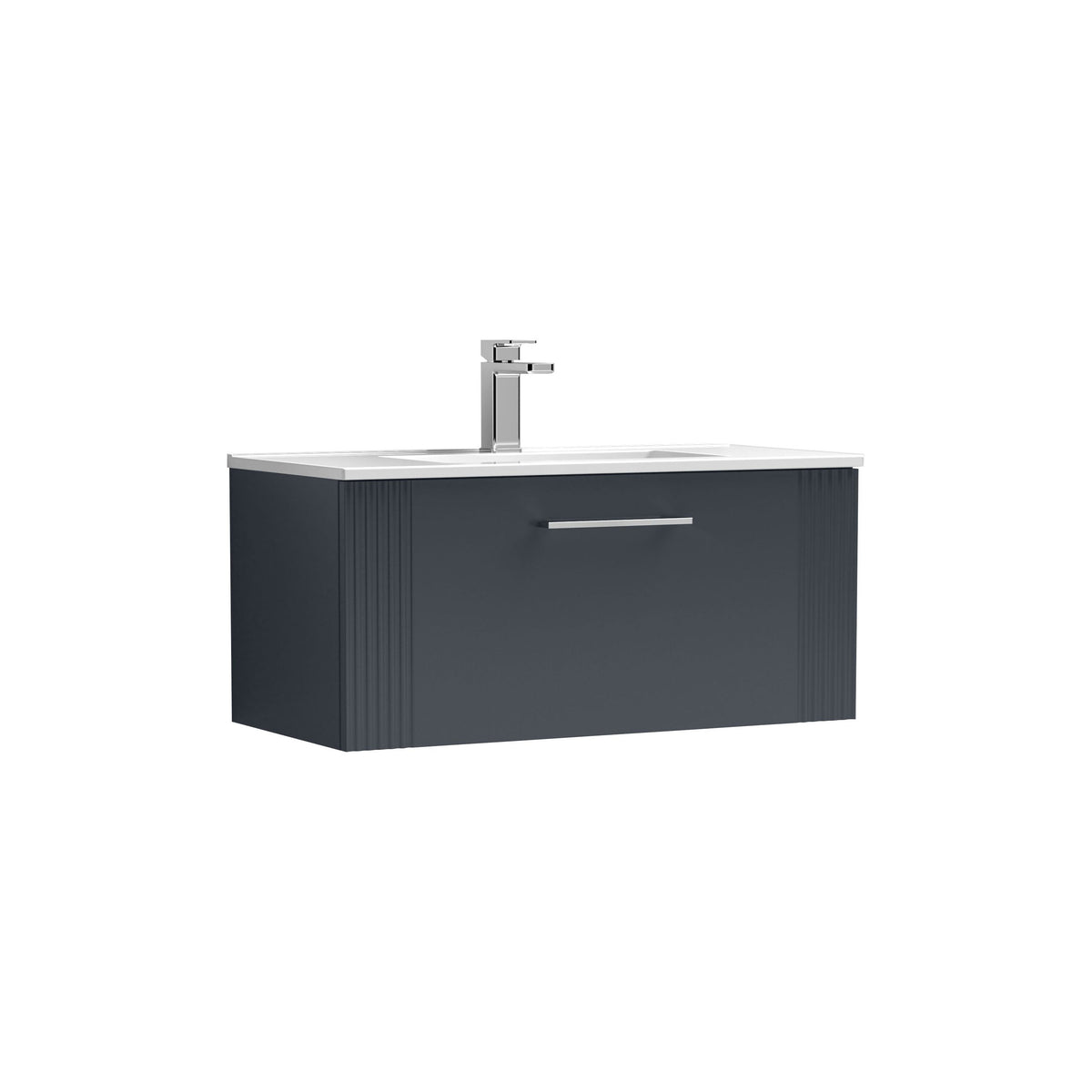 Modern Splash 800mm Soft Black 1 Drawer Wall Hung Vanity Unit With Minimalist Basin