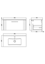 Modern Splash 800mm Soft Black 1 Drawer Wall Hung Vanity Unit With Minimalist Basin
