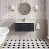Modern Splash 800mm Soft Black 1 Drawer Wall Hung Vanity Unit With Minimalist Basin