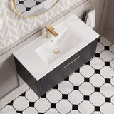 Modern Splash 800mm Soft Black 1 Drawer Wall Hung Vanity Unit With Minimalist Basin