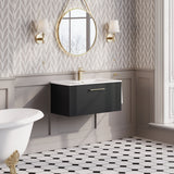 Modern Splash 800mm Soft Black 1 Drawer Wall Hung Vanity Unit With Minimalist Basin