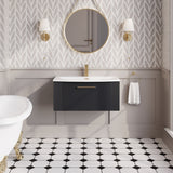 Modern Splash 800mm Soft Black 1 Drawer Wall Hung Vanity Unit With Curved Basin