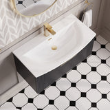 Modern Splash 800mm Soft Black 1 Drawer Wall Hung Vanity Unit With Curved Basin