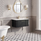 Modern Splash 800mm Soft Black 1 Drawer Wall Hung Vanity Unit With Curved Basin