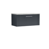 Modern Splash 800mm Soft Black Wall Hung Soft Black Vanity Unit With Bellato Grey Worktop