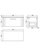 Modern Splash 800mm Soft Black Wall Hung Soft Black Vanity Unit With Bellato Grey Worktop