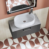Modern Splash 800mm Soft Black Wall Hung Soft Black Vanity Unit With Bellato Grey Worktop