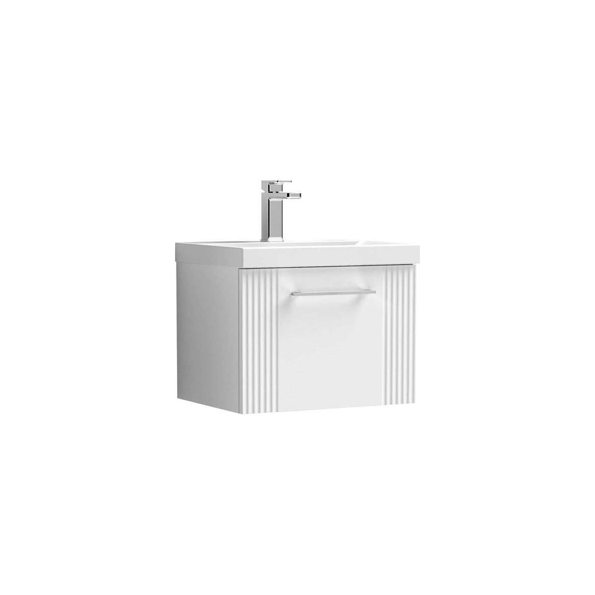Modern Splash 500mm Satin White 1 Drawer Wall Hung Vanity Unit With Thin Edge Basin