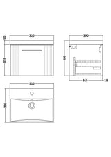 Modern Splash 500mm Satin White 1 Drawer Wall Hung Vanity Unit With Thin Edge Basin
