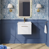 Modern Splash 500mm Satin White 1 Drawer Wall Hung Vanity Unit With Thin Edge Basin