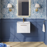 Modern Splash 500mm Satin White 1 Drawer Wall Hung Vanity Unit With Curved Basin