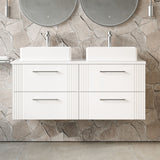 Modern Splash 1200mm Satin White 4 Drawer Wall Hung Vanity & Worktop