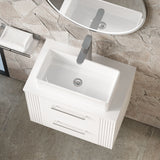 Modern Splash 600mm Satin White 2 Drawer Wall Hung Vanity & Worktop With Co-ordinating Worktop