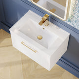 Modern Splash 600mm Satin White 1 Drawer Wall Hung Vanity Unit With Minimalist Basin