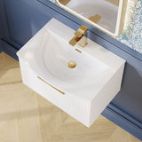 Modern Splash 600mm Satin White 1 Drawer Wall Hung Vanity Unit With Curved Basin