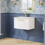 Modern Splash 600mm Satin White 1 Drawer Wall Hung Vanity Unit With Curved Basin