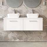 Modern Splash 1200mm Part Fluted 2 Drawer Wall Hung Vanity & Worktop