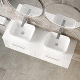 Modern Splash 1200mm Part Fluted 2 Drawer Wall Hung Vanity & Worktop
