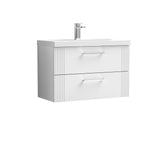Modern Splash 800mm Satin White 2 Drawer Wall Hung Vanity Unit With Mid-Edge Basin