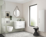 Modern Splash 800mm Satin White 2 Drawer Wall Hung Vanity Unit With Mid-Edge Basin