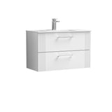 Modern Splash 800mm Satin White 2 Drawer Wall Hung Vanity Unit With Minimalist Basin