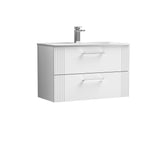 Modern Splash 800mm Satin White 2 Drawer Wall Hung Vanity Unit With Curved Basin
