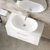 Modern Splash 800mm Satin White 2 Drawer Wall Hung Vanity With Co-ordinating Worktop