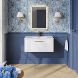 Modern Splash 800mm Satin White 1 Drawer Wall Hung Vanity Unit With Minimalist Basin