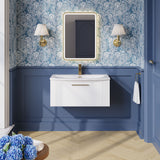 Modern Splash 800mm Satin White 1 Drawer Wall Hung Vanity Unit With Curved Basin
