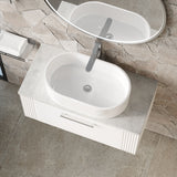 Modern Splash 800mm Satin White 1 Drawer Wall Hung Vanity With Bellato Grey Worktop