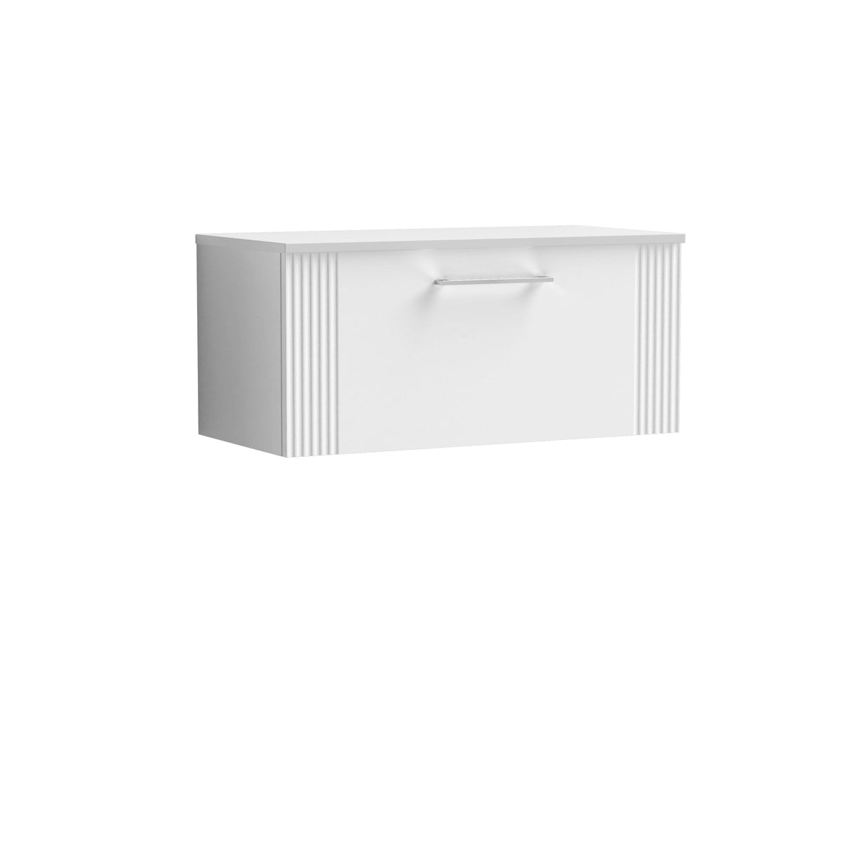 Modern Splash 800mm Satin White 1 Drawer Wall Hung Vanity & Worktop With Co-ordinating Worktop
