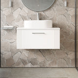 Modern Splash 800mm Satin White 1 Drawer Wall Hung Vanity & Worktop With Co-ordinating Worktop