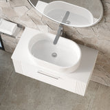 Modern Splash 800mm Satin White 1 Drawer Wall Hung Vanity & Worktop With Co-ordinating Worktop