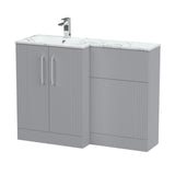 Modern Splash 1100mm Left-Hand 2 Door Satin Grey Floor Standing Combination Unit With Stone Basin