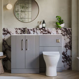 Modern Splash 1100mm Left-Hand 2 Door Satin Grey Floor Standing Combination Unit With Stone Basin