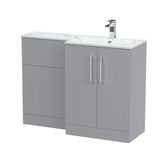 Modern Splash 1100mm Right-Hand 2 Door Satin Grey Floor Standing Combination Unit With Stone Basin