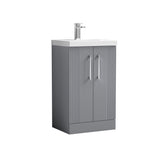 Modern Splash 500mm Satin Grey 2 Door Floor Standing Vanity Unit With Mid-Edge Basin