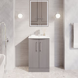 Modern Splash 500mm Satin Grey 2 Door Floor Standing Vanity Unit With Curved Basin
