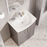 Modern Splash 600mm Satin Grey 2 Door Floor Standing Vanity Unit With Curved Basin